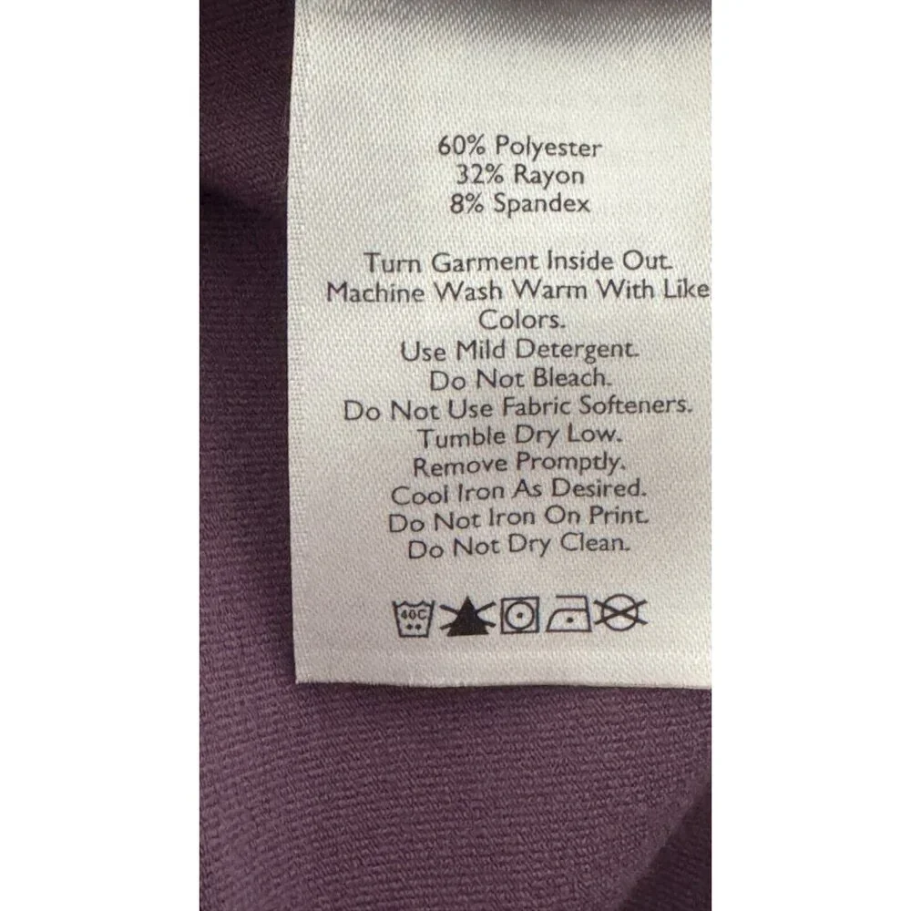 EDDIE BAUER Dress-Purple Poly/Rayon Knit Sleeveless Empire, Dotted Pattern, XL - Picture 6 of 6